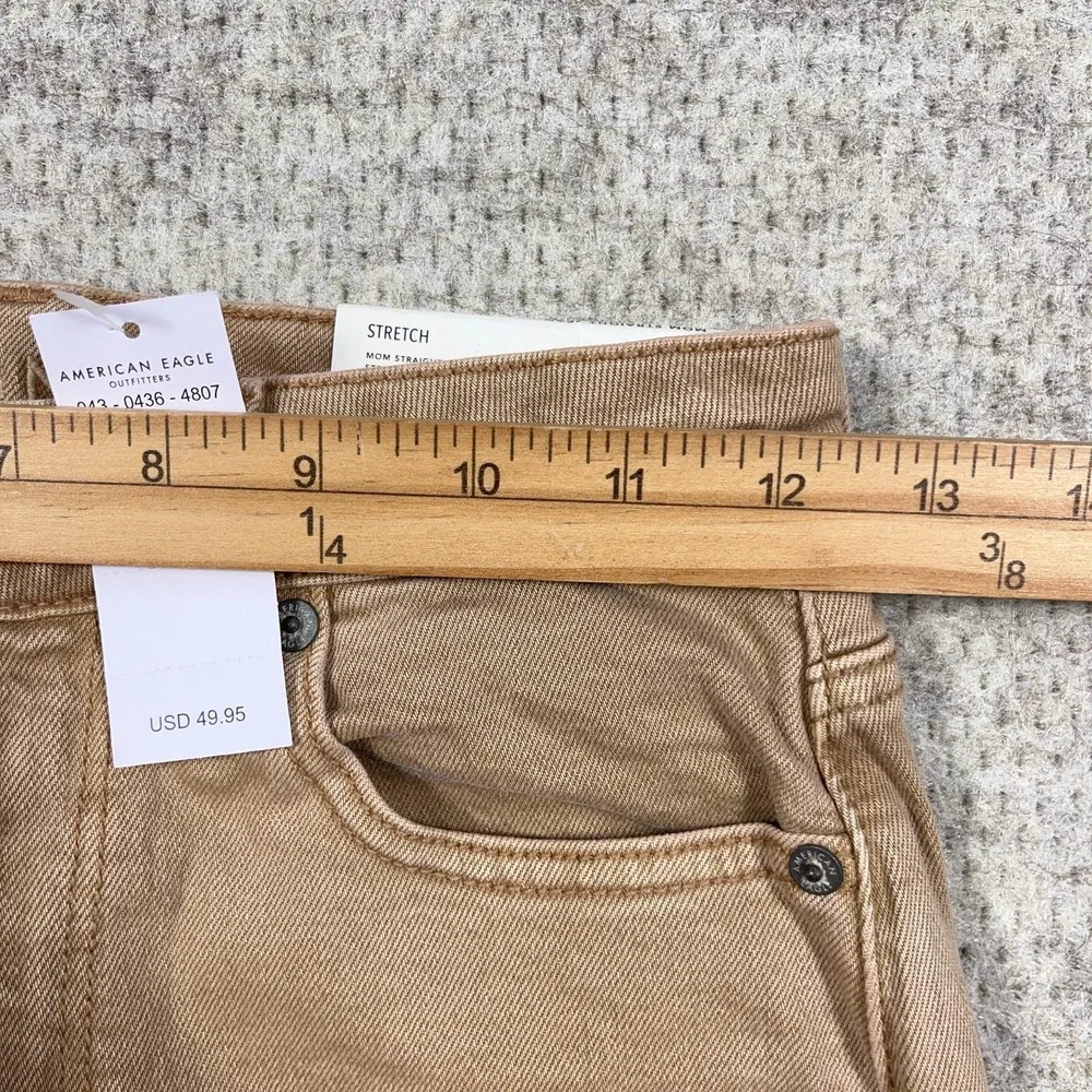 American Eagle Mom Jeans Women 0 Brown Straight Leg‎ Stretch Denim Pants 25x28